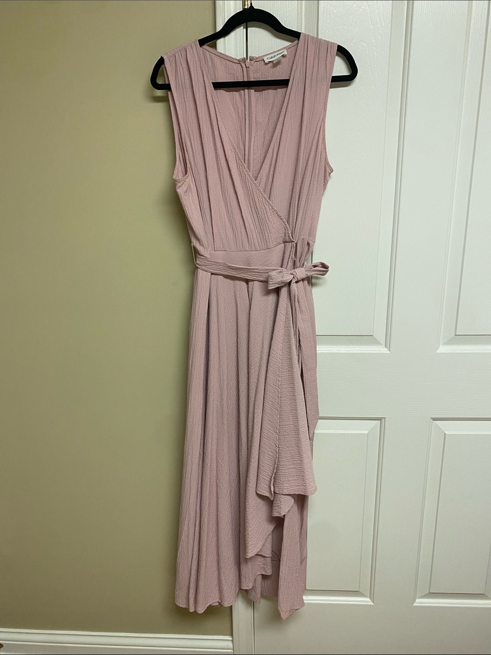 Sleeveless Wrap Midi jumper in Dusty Rose